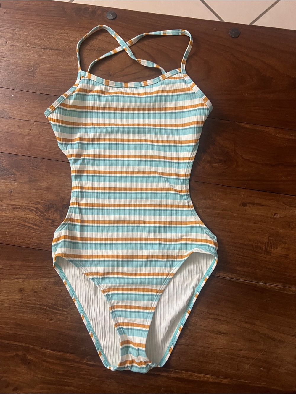 Girls  Striped Multi-Color One-Piece Swimsuit